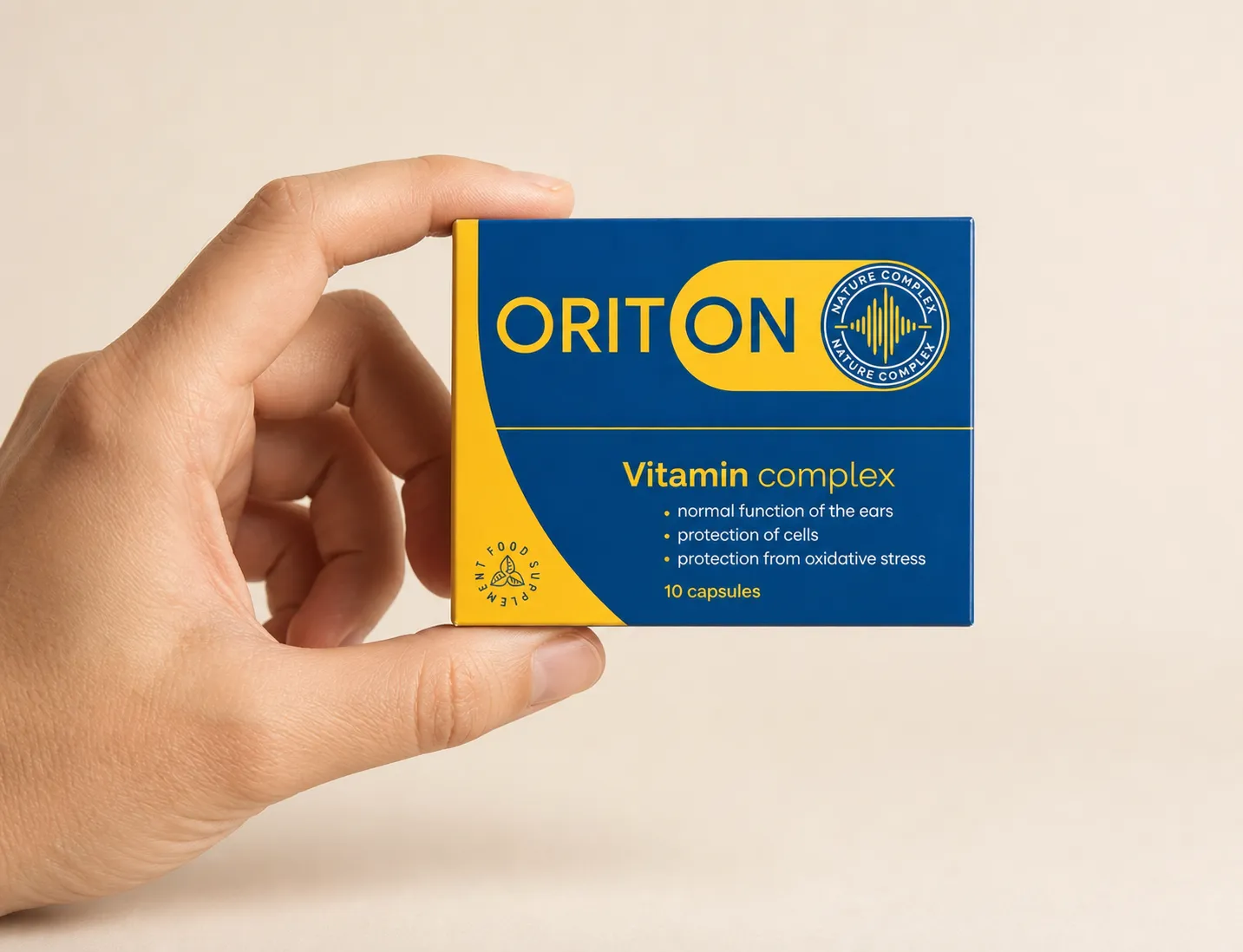 Oriton — el envase en la mano