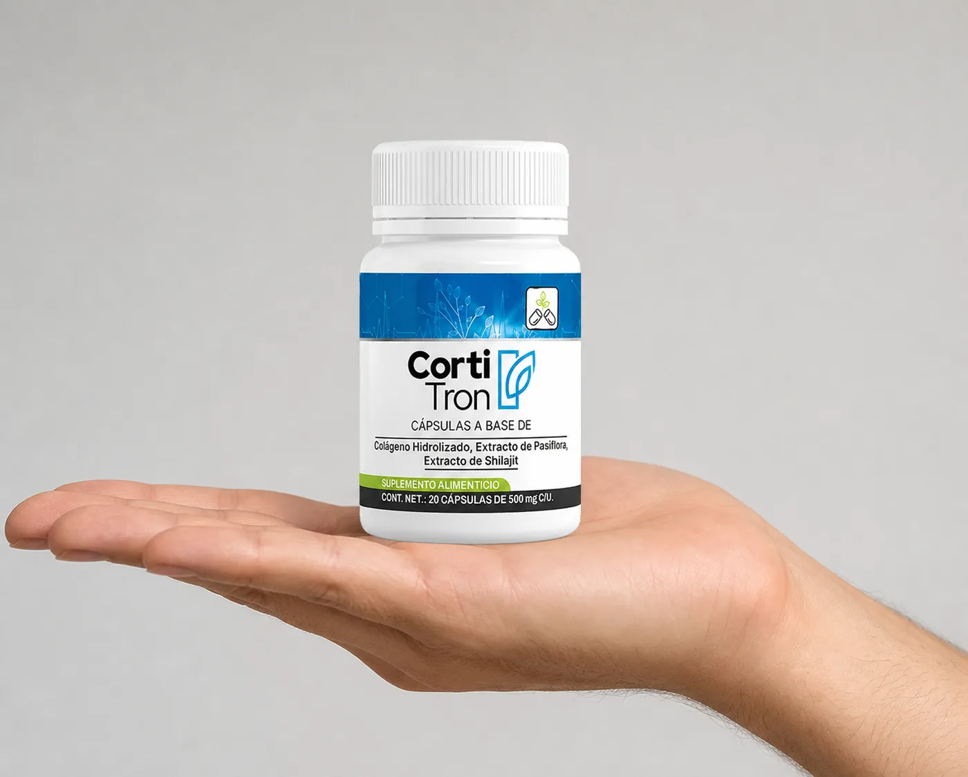 Cortitron — el envase en la mano