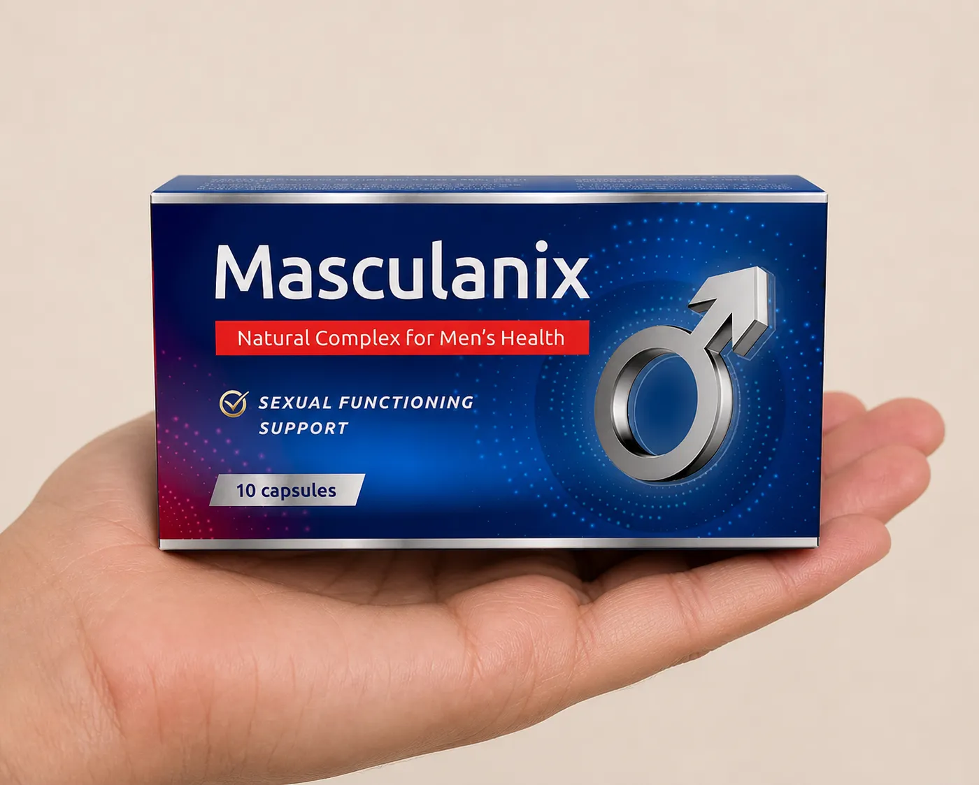 Masculanix — el envase en la mano