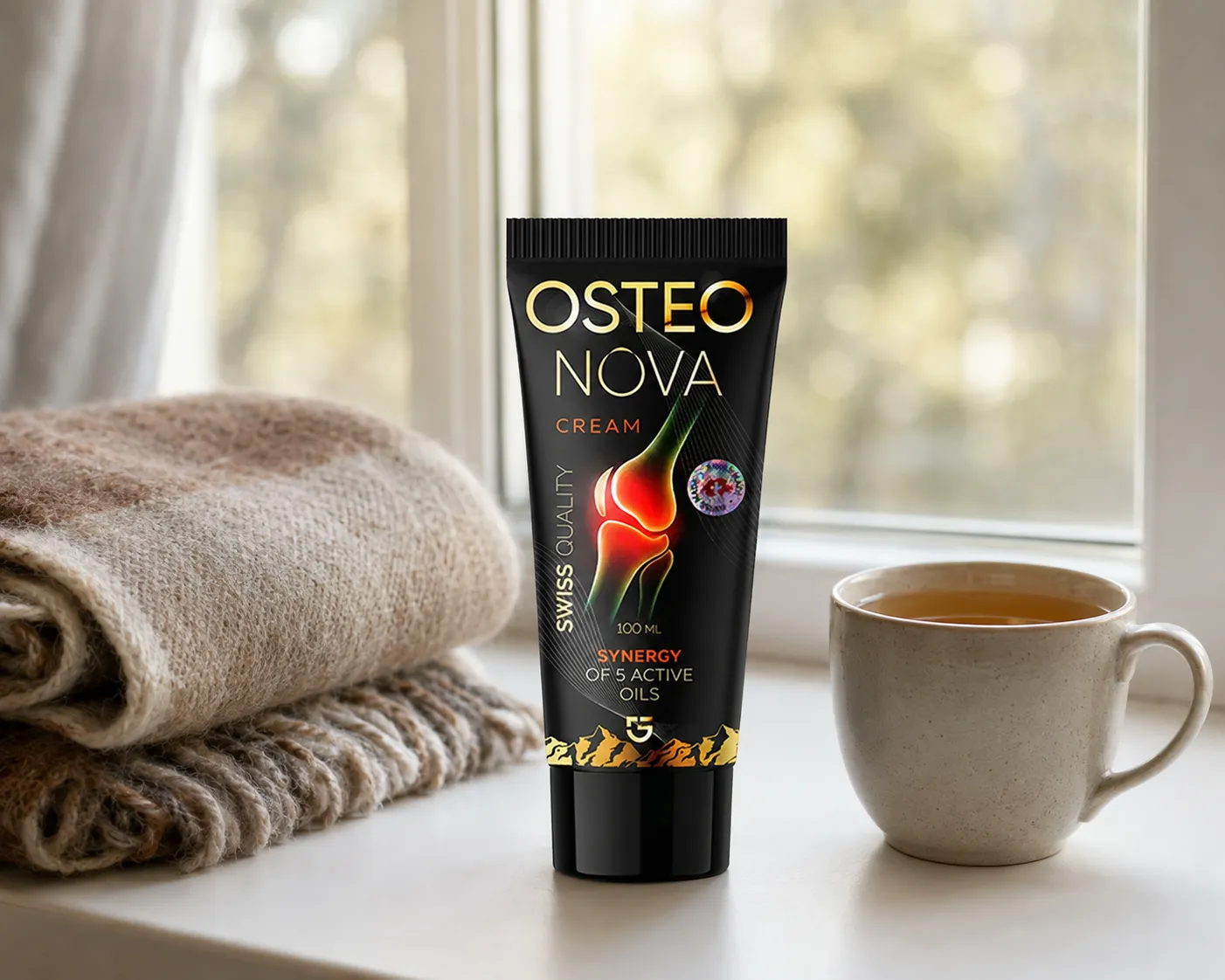 OsteoNova cream — el envase en el día a día
