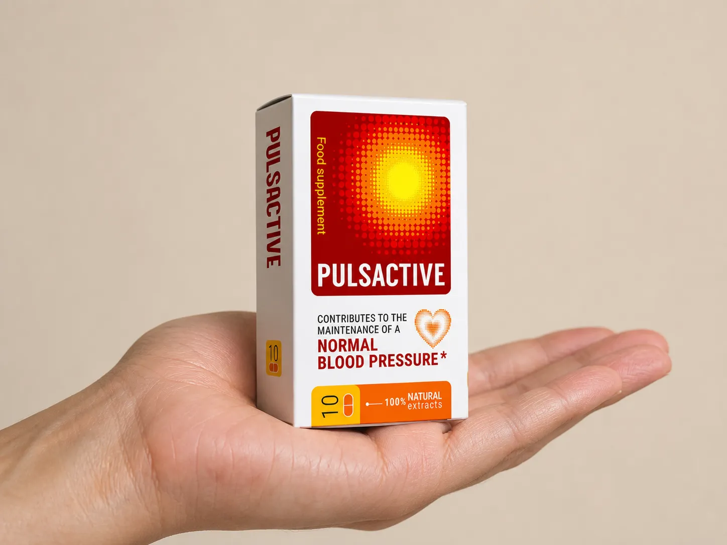 Pulsactive — el envase en la mano