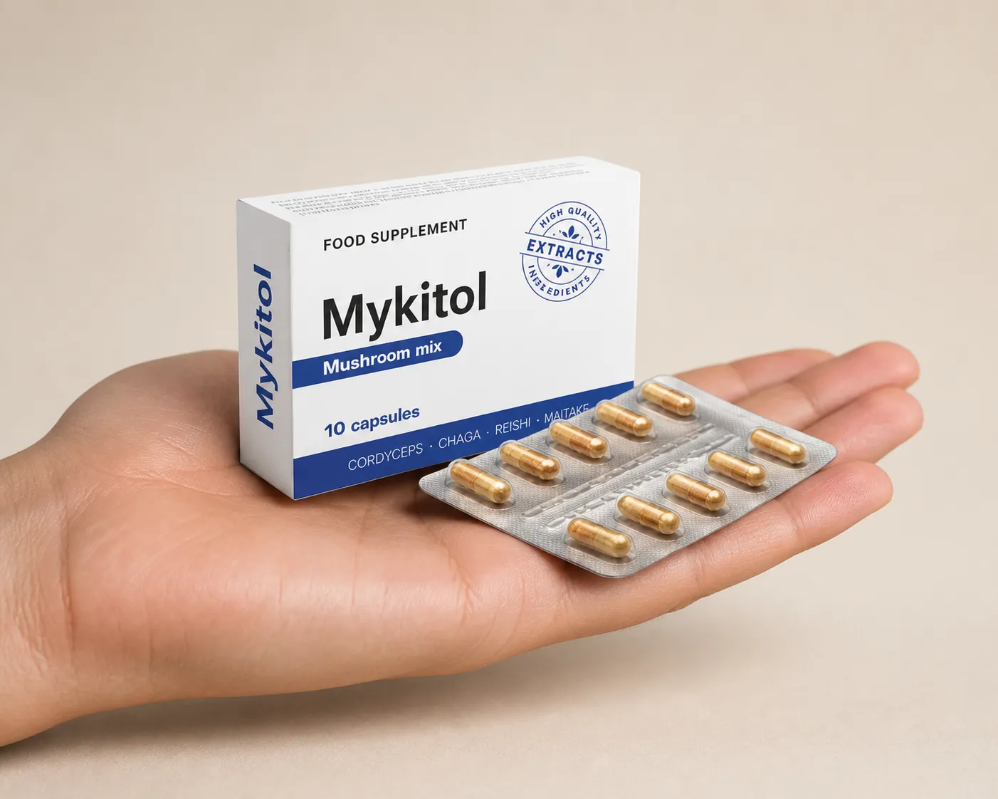 Mykitol BLUE — el envase en la mano