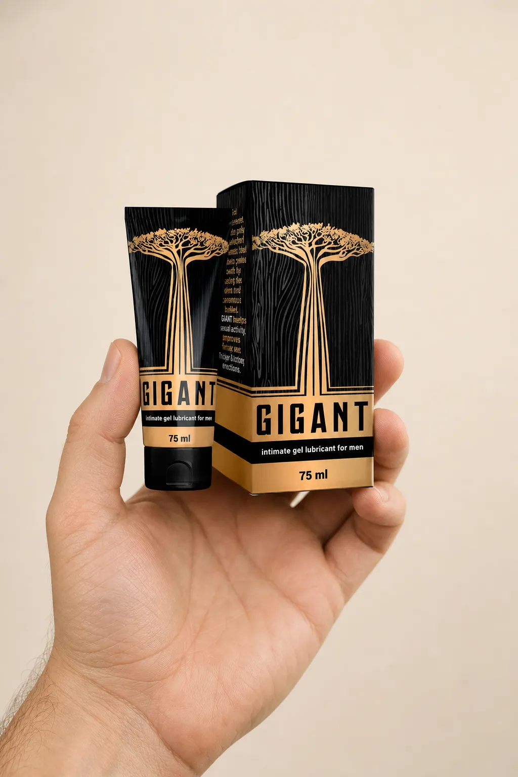 Gigant — el envase en la mano